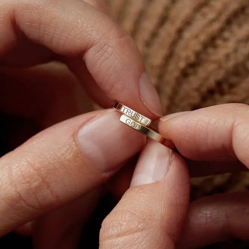 Trust God Ring Engraved Minimalist Christian Jewellery