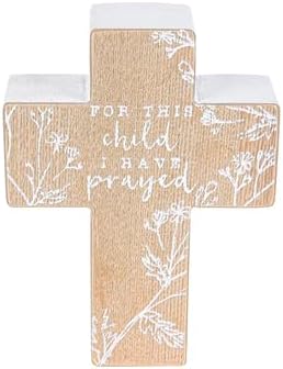 "For This Child I Have Prayed" Wooden Cross | Baby Dedication Gift