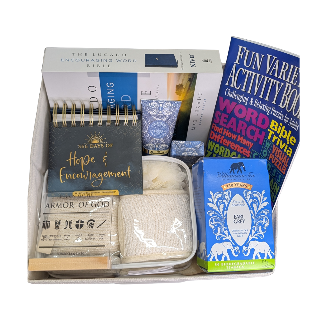 Deluxe Christian Hope & Encouragement Gift Set with Max Lucado Bible, Earl Grey Tea, & Activity Book
