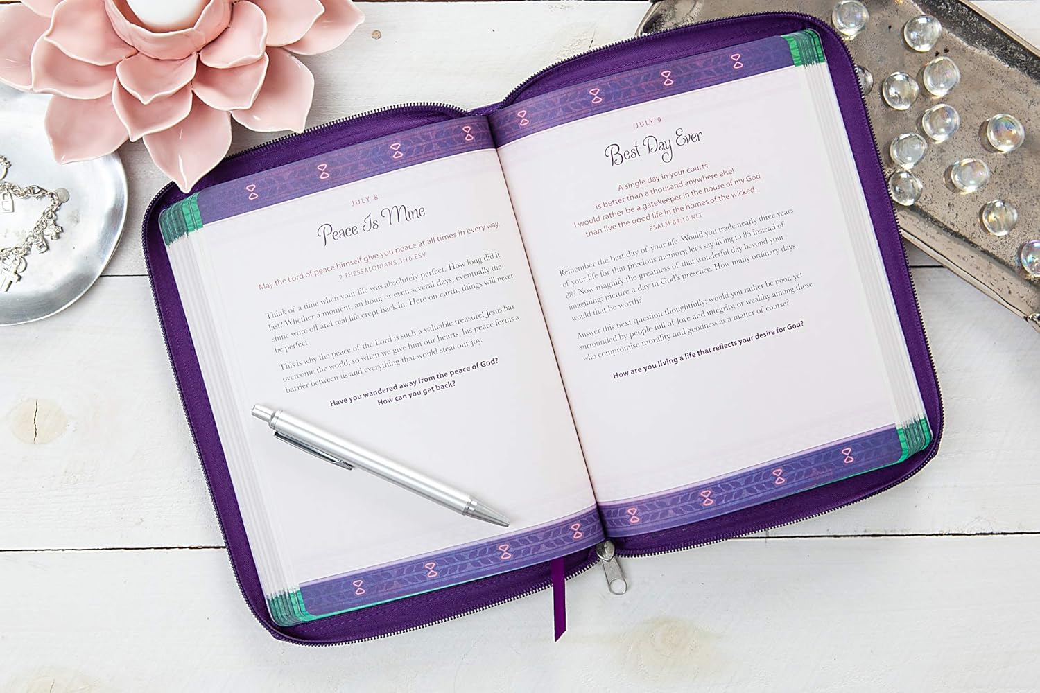 "God Is Always With Me" Devotional Gift Set with Floral "Blessed" Journal & Italian Rose Soap