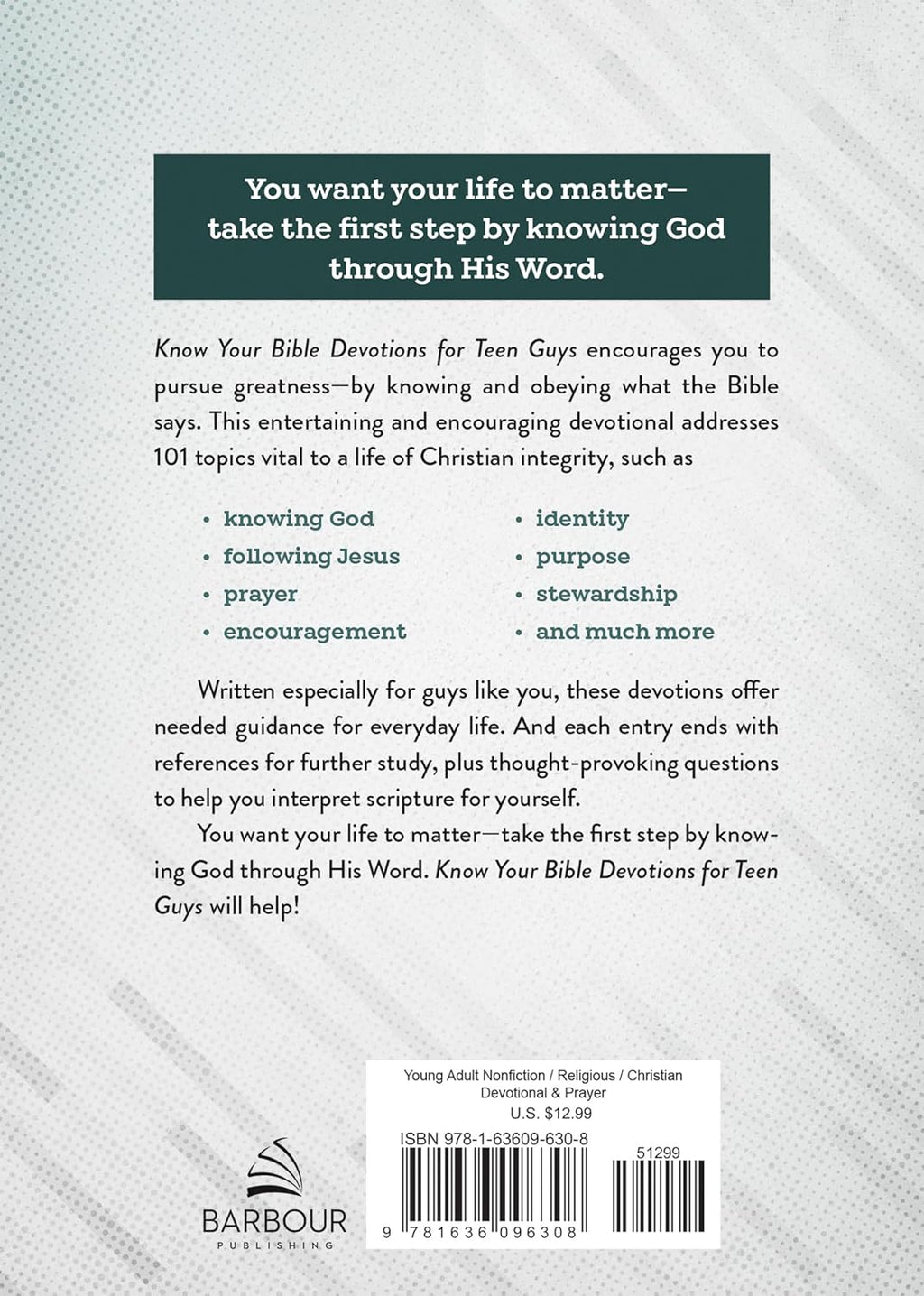 Know Your Bible Devotions for Teen Guys
