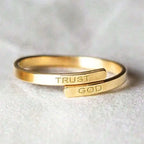 Trust God Ring Engraved Minimalist Christian Jewellery