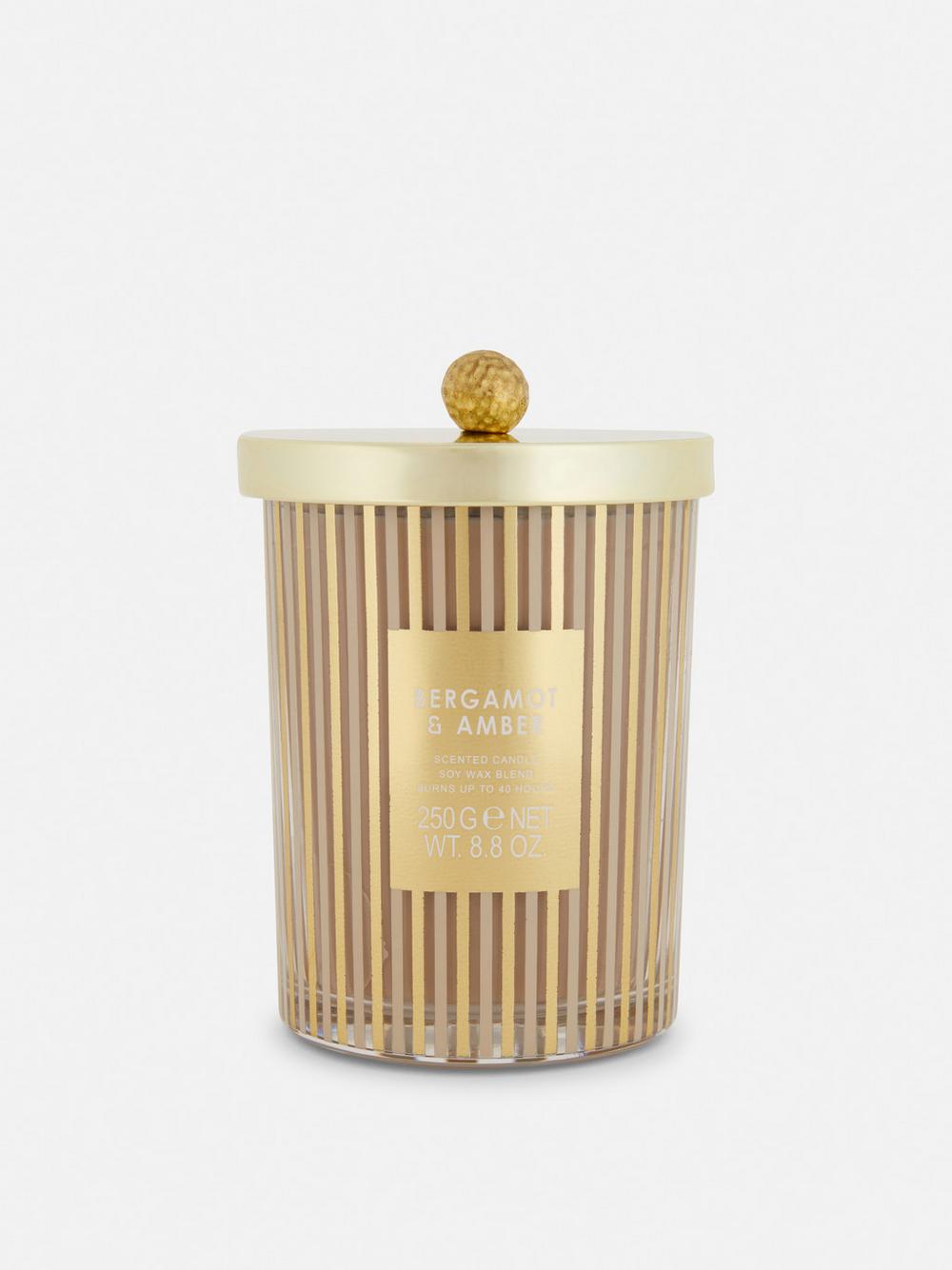 Bergamot & Amber Gold Lidded Scented Candle