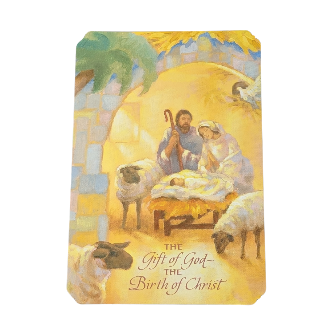 "The Gift of God" Christmas Card | 1 John 4:9 Classic Nativity Scene Greeting