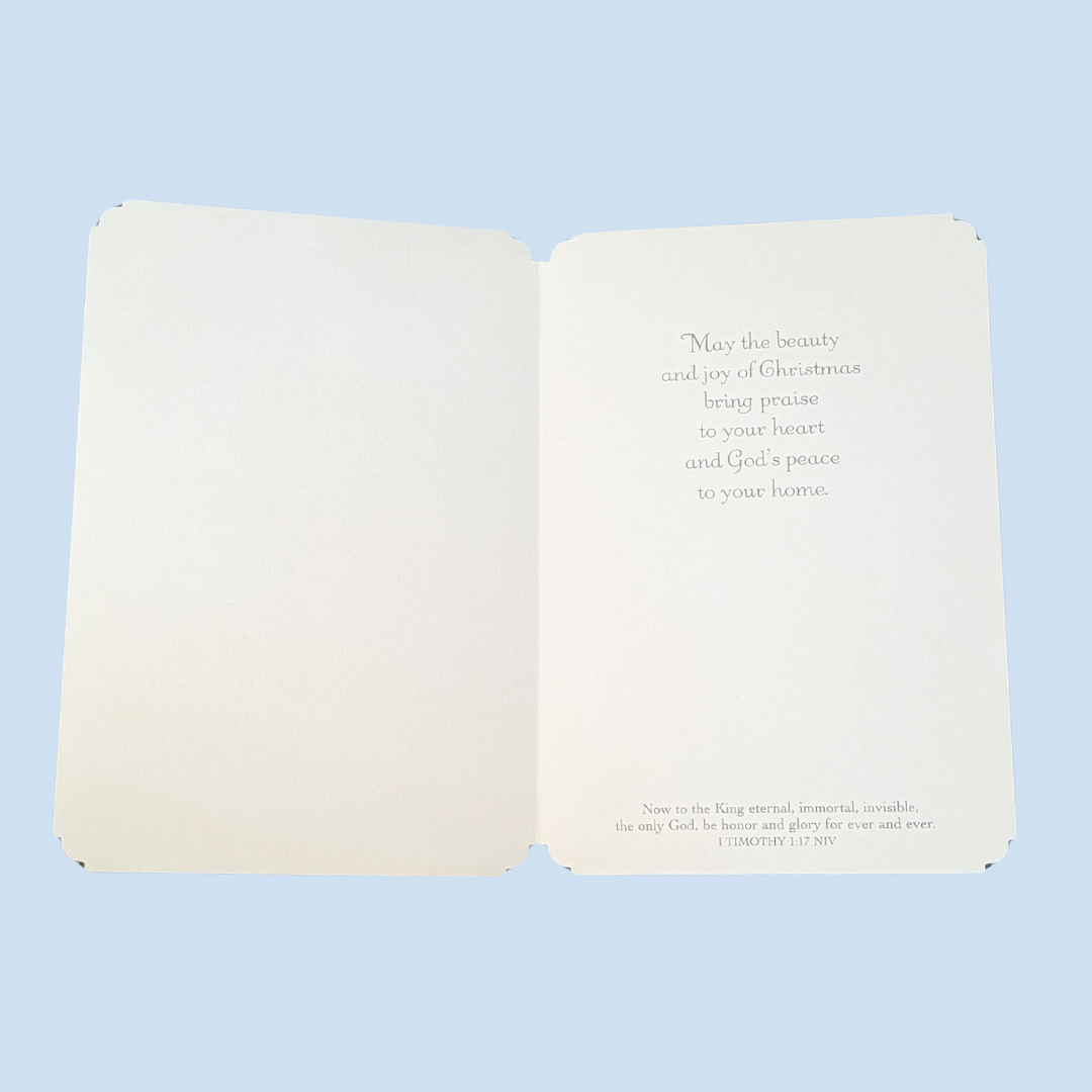 "This Christmas Worship the Lamb of God" Nativity Card | 1 Timothy 1:17