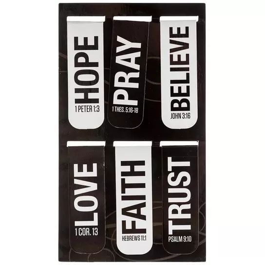 Single Magnetic Bookmark: Bold Black & White Scripture Word Design
