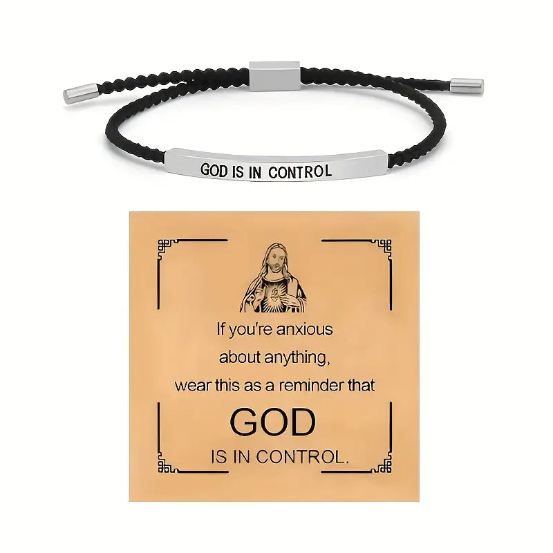 God is In Control Bracelet Engraved Minimalist Christian Jewellery