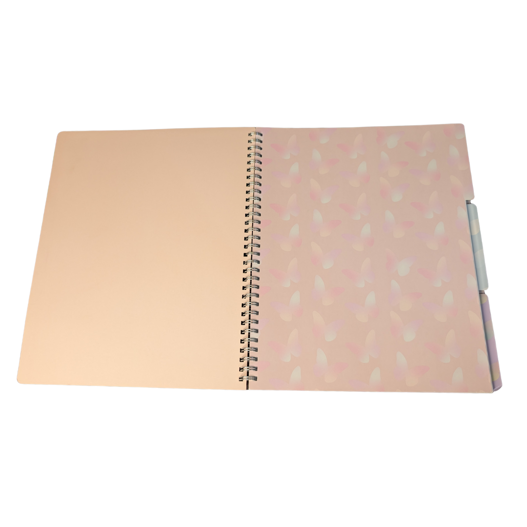 "Blessed" Butterfly Print Notebook | Multi-Section Pink Spiral Journal