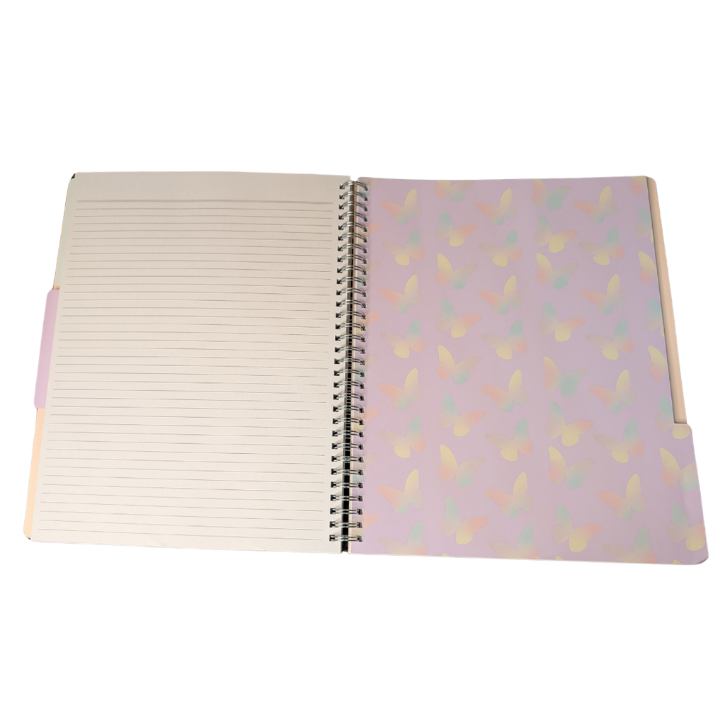 "Blessed" Butterfly Print Notebook | Multi-Section Pink Spiral Journal