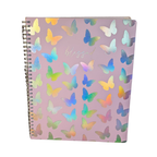 "Blessed" Butterfly Print Notebook | Multi-Section Pink Spiral Journal