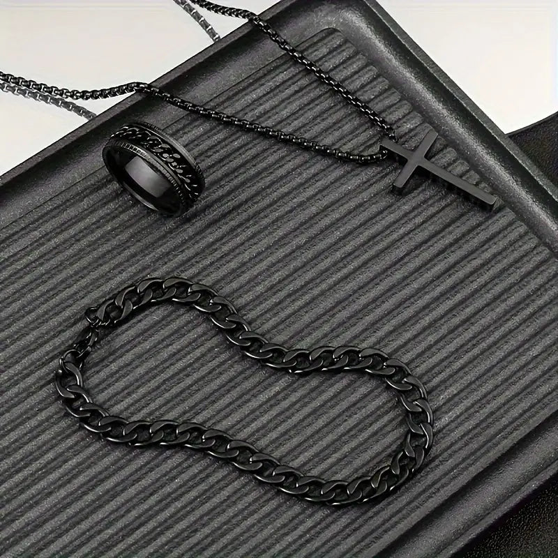 3pcs Men's Cross Chain Set