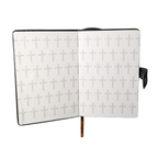 Black Embossed Cross Leatherette Journal with Snap Closure