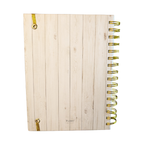 "His Will, His Way, My Faith" Spiral Bound Journal | Gold & Woodgrain Cover