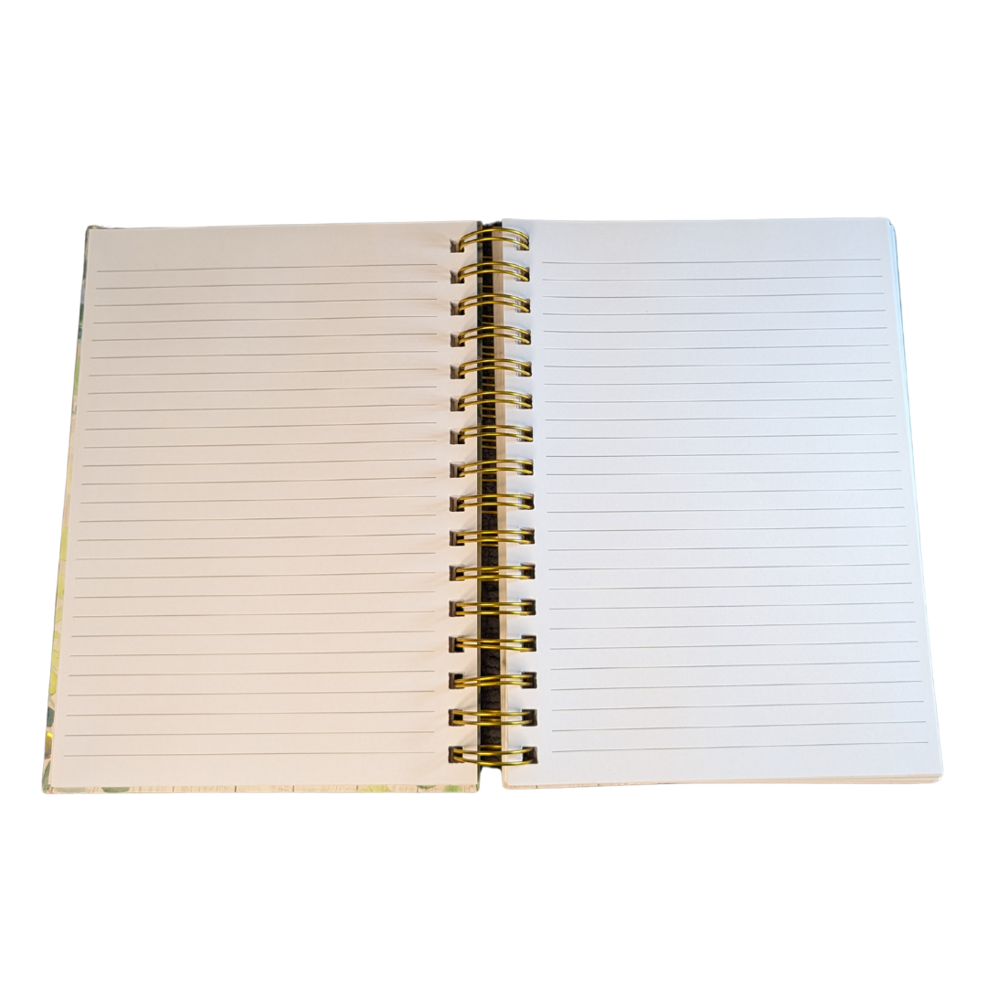 "His Will, His Way, My Faith" Spiral Bound Journal | Gold & Woodgrain Cover